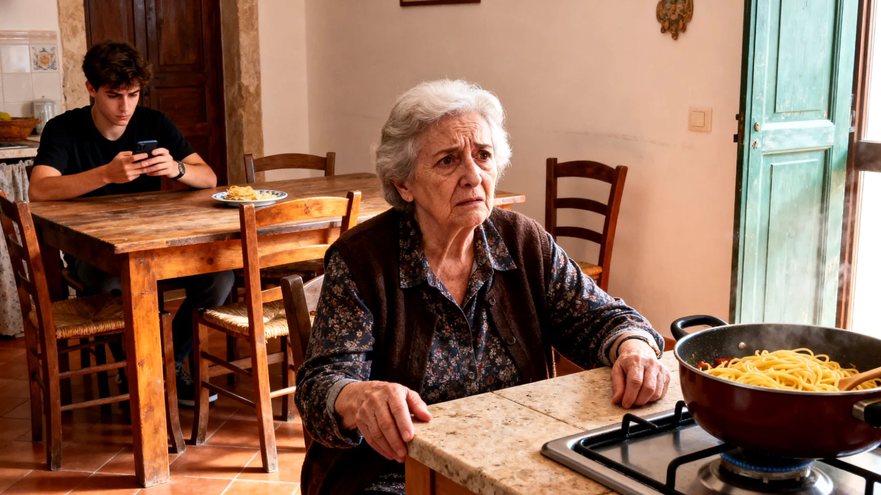 Nonna preoccupata perché il nipote giovane adulto ha abbandonato gli studi universitari, mostra scarsa motivazione nel cercare lavoro o nel riprendere la formazione, e trascorre le giornate senza obiettivi chiari, creando tensione nel rapporto"
