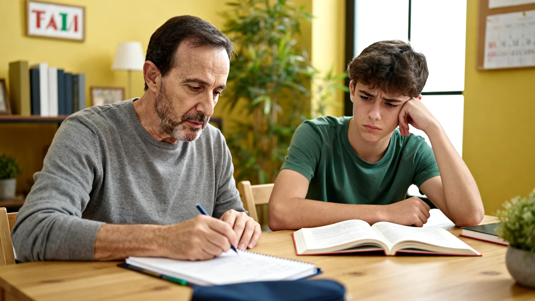 Un papà fatica a motivare il figlio adolescente nello studio, che mostra scarso interesse per la scuola e risultati insufficienti nonostante le capacità"