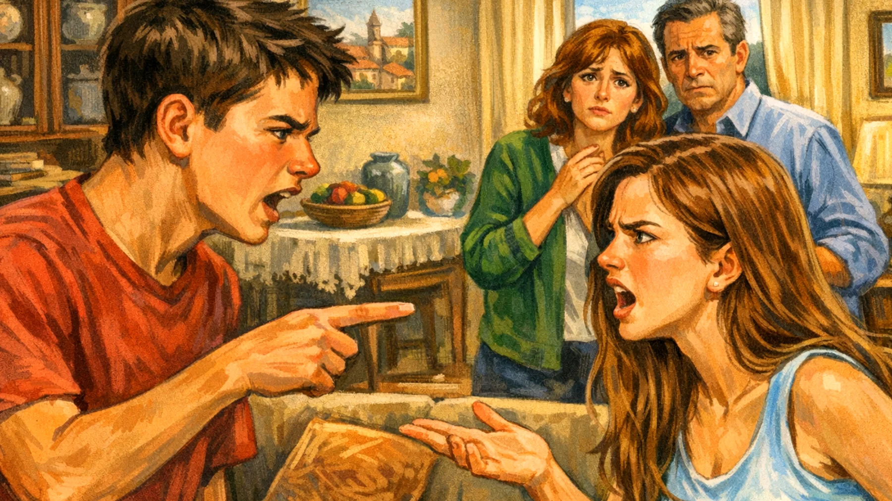 I genitori faticano a gestire la gelosia e la rivalità tra fratelli adolescenti, che si manifestano con continui litigi, confronti e competizione per l'attenzione dei genitori"