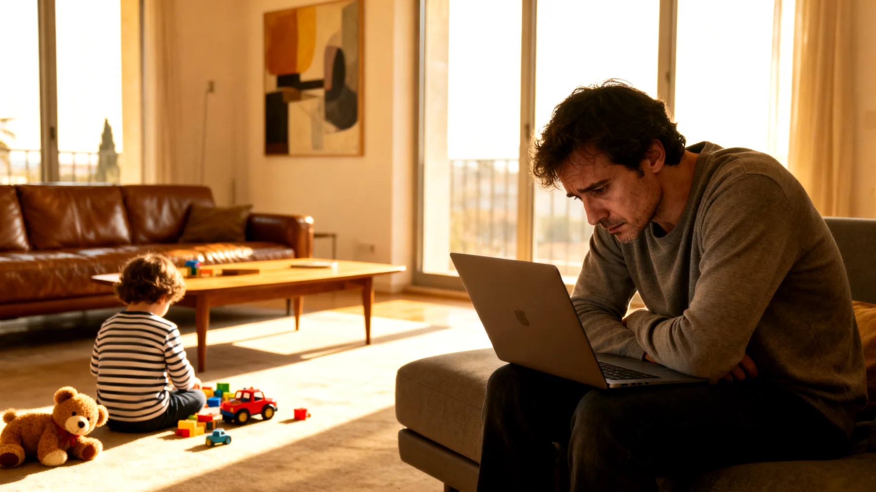 Genitori che faticano a creare momenti significativi con i propri bambini a causa di ritmi frenetici, impegni lavorativi e routine quotidiane schiacciate da obblighi pratici, risultando in una relazione superficiale basata più su compiti (vestire, dar da mangiare, accompagnare) che su connessione emotiva autentica"