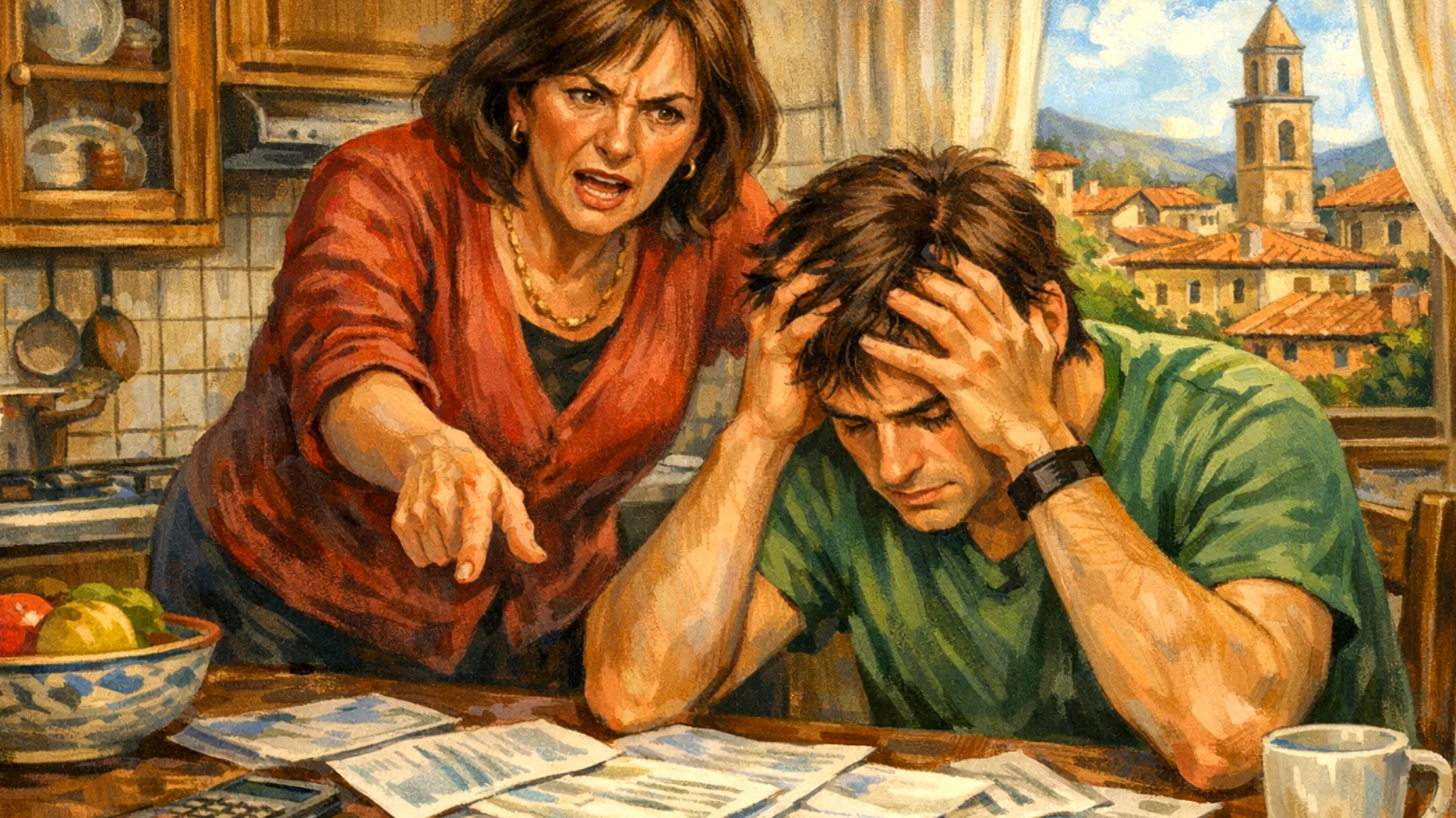 Una mamma che esercita pressioni eccessive sui figli giovani adulti riguardo alle loro scelte di carriera, università o stile di vita, generando tensioni, sensi di inadeguatezza e conflitti nel rapporto familiare"