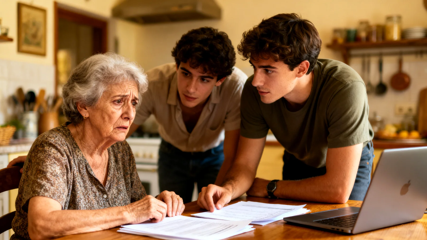 Nonna preoccupata per il futuro lavorativo e di stabilità dei nipoti giovani adulti in un contesto economico incerto"