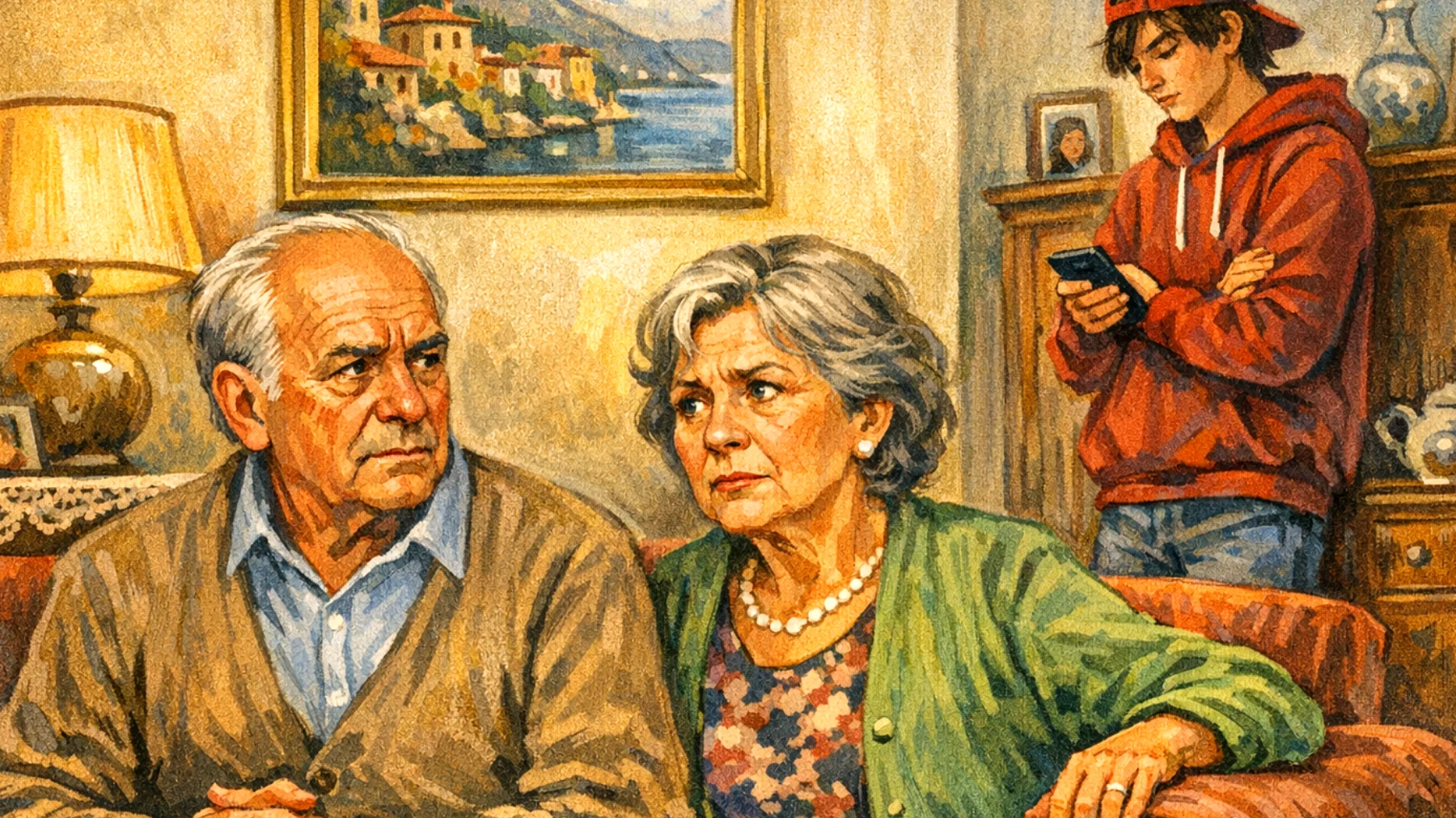 I nonni faticano a comunicare con i nipoti adolescenti che si mostrano distanti, rispondono a monosillabi e sembrano preferire stare chiusi in camera piuttosto che trascorrere del tempo insieme, creando un senso di incomprensione e distanza generazionale."