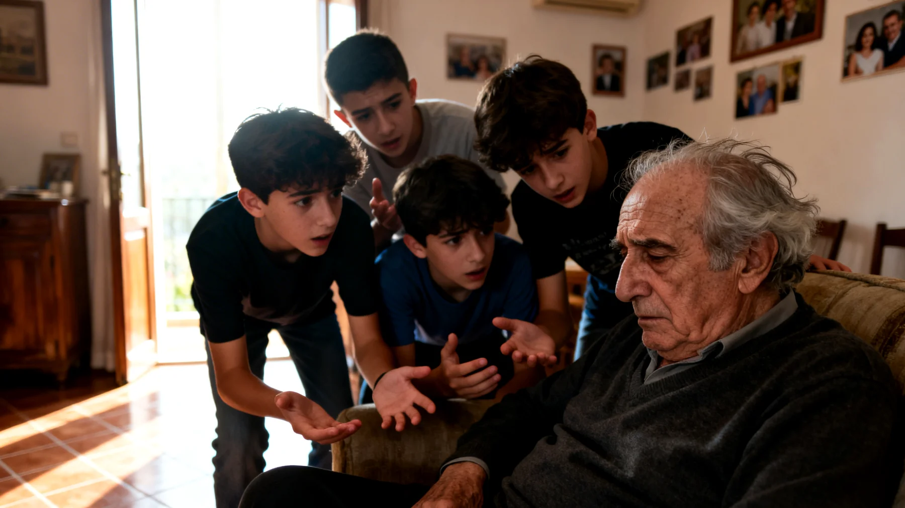 Il nonno si trova in difficoltà perché i nipoti adolescenti mostrano una dipendenza eccessiva da lui per questioni pratiche ed emotive, cercandolo costantemente per consigli, supporto e presenza, creando una situazione in cui faticano a sviluppare autonomia e il nonno si sente sovraccaricato di responsabilità che potrebbero limitare la sua vita personale."