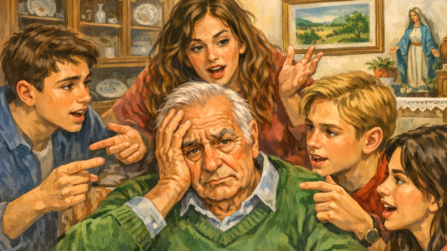 Il nonno si trova in difficoltà perché i nipoti adolescenti mostrano una dipendenza eccessiva da lui per ogni decisione e problema quotidiano, non sviluppando autonomia né cercando confronto con i genitori, creando tensioni familiari e impedendo al nonno di avere spazi personali."