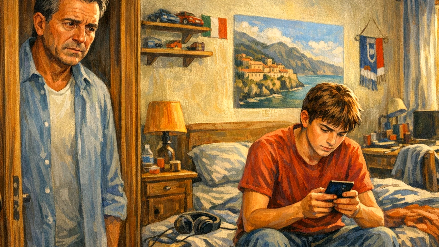 Un papà percepisce un crescente distacco emotivo dal figlio adolescente, che comunica sempre meno, passa molto tempo chiuso in camera o fuori con gli amici, e sembra non cercare più il confronto o il supporto paterno come faceva da bambino. Il padre teme di perdere definitivamente il legame affettivo e di non essere più una figura di riferimento importante nella vita del ragazzo."